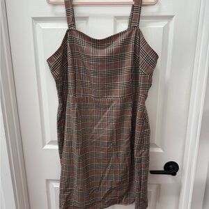 Plaid Spaghetti strap mini dress with zipper